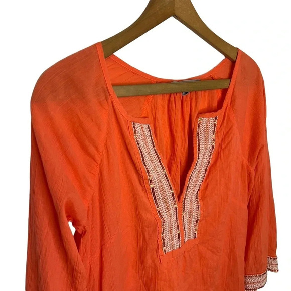 ATHLETA Mariana Embroidered Sequined V Neck Popover Tunic Coverup - Picture 3 of 9
